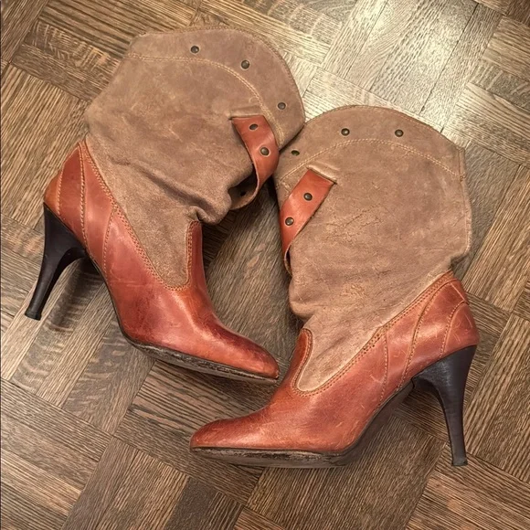 Diesel Brown Tan Leather & Suede Women's Boots size 37 - Picture 2 of 7